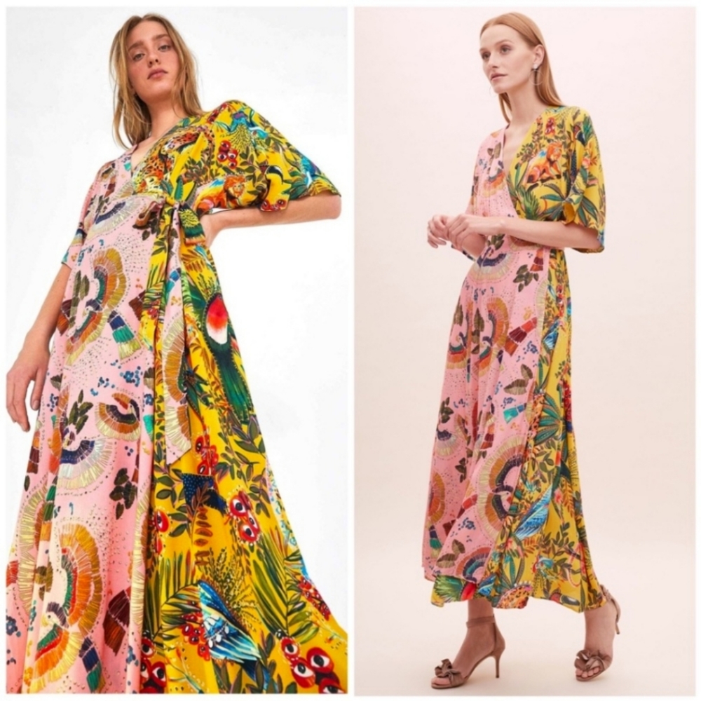 Farm Rio Mixed Prints Wrap Maxidress